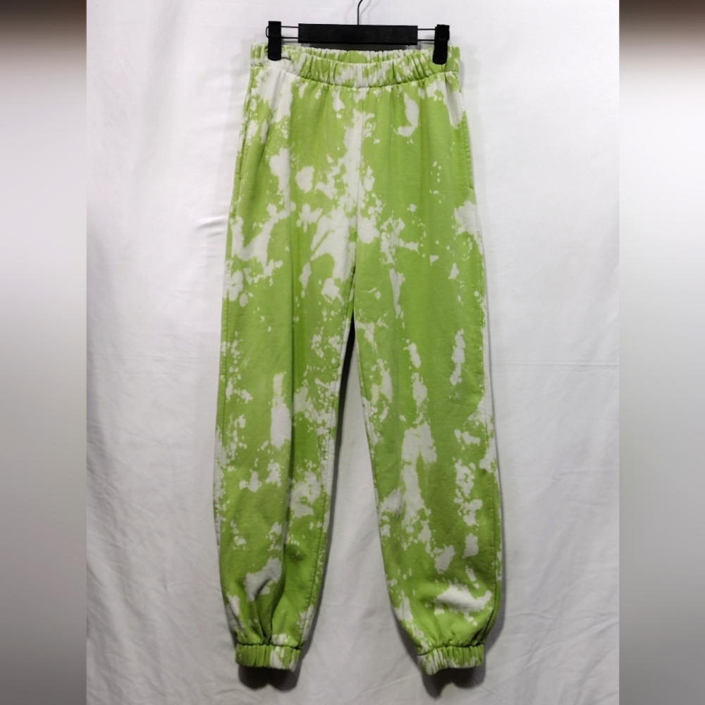 Brandy Melville Tie Dye Jogger Women's OS Green White Artsy Athleisure Outdoor